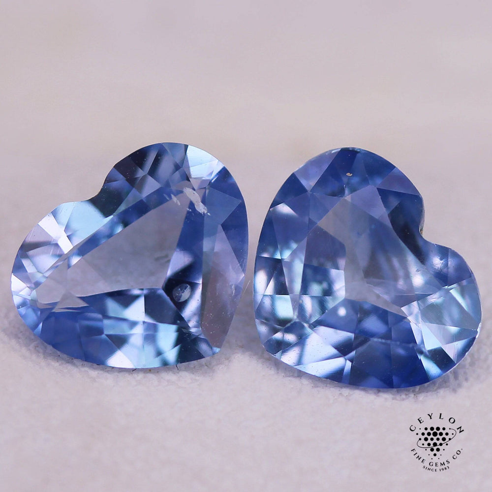 Blue Sapphire Pair 1.32/ 1.25 Carats,  Blue Sapphire , Blue Sapphire Earring , Earring Pair ,  Sapphire Pair - CeylonFineGemsCo