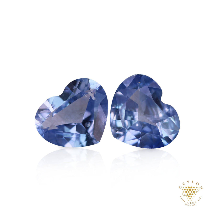 Blue Sapphire Pair 1.32/ 1.25 Carats,  Blue Sapphire , Blue Sapphire Earring , Earring Pair ,  Sapphire Pair - CeylonFineGemsCo