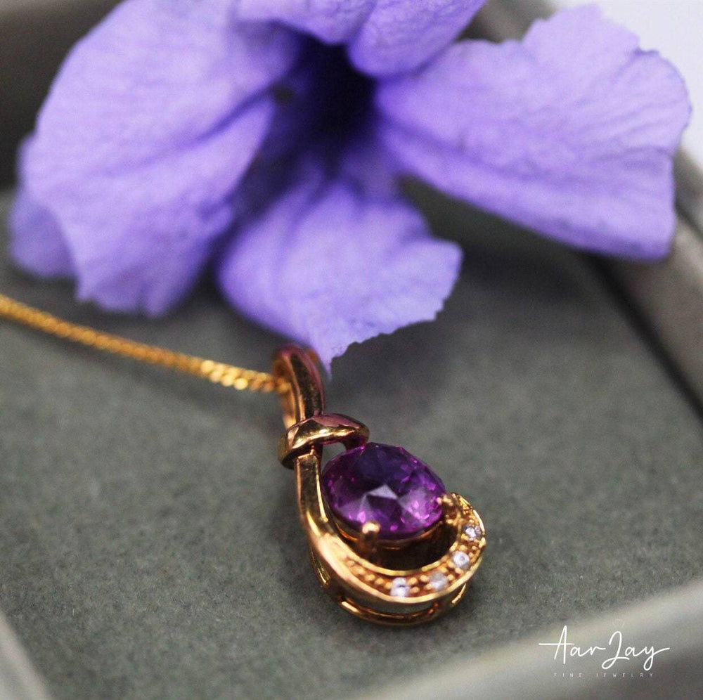 Hot Pink Sapphire Pendant Gift for her, Yellow Gold Pendant, Statement Necklace, Gemstone Jewelry, Sapphire pendant, Pink Gemstone Jewelry - CeylonFineGemsCo
