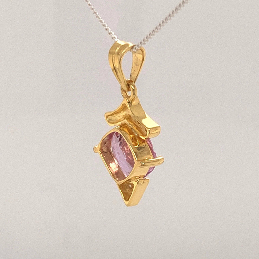 Pink Sapphire Pendant, Yellow Gold Pendant, Statement Necklace, Gemstone Jewelry, Natural pink Sapphire pendant, Pink Gemstone Gift For Her - CeylonFineGemsCo