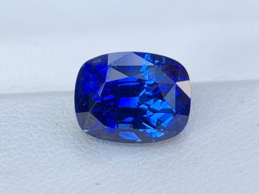Royal Blue sapphire 3.99 Cts, Natural Blue Sapphire Ring, Cushion Cut Blue sapphire Engagement ring, Ceylon Blue Sapphire Gift for her - CeylonFineGemsCo